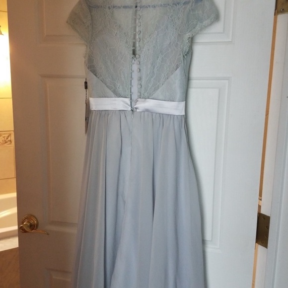 Gray Lace Tea Length Dress, Cap Sleeve Alterations - Picture 3 of 8